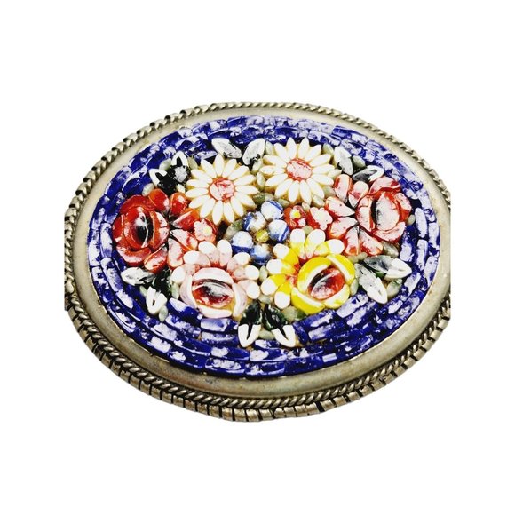 Vintage Older Mosaic Brooch w/ Handmade Frame (A794) - Picture 3 of 5